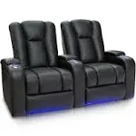 Seatcraft Serenity Home Theater Seating Black Leather 7000, Power Recline - Row of 2