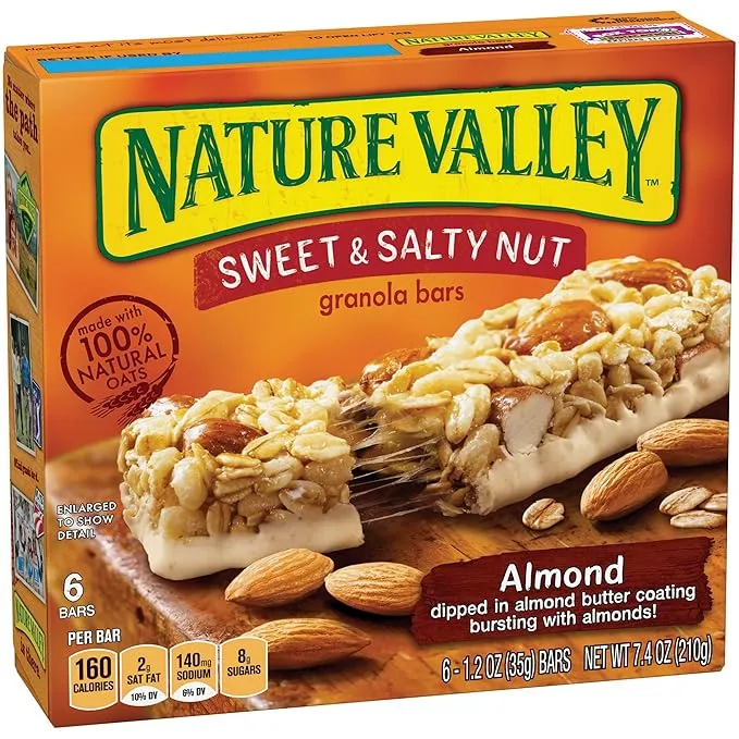 Nature Valley Granola Bars, Sweet and Salty Nut, Almond, 6 Bars, 7.2 OZ (Pack of 8)