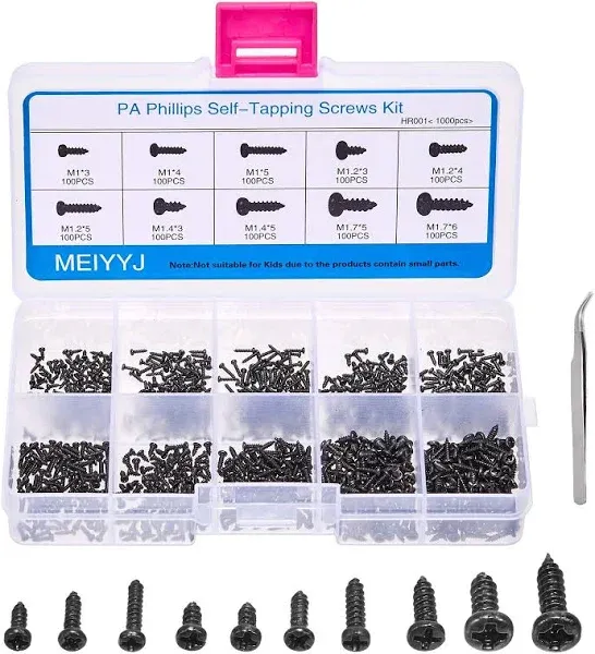 MEIYYJ 10 Kinds Small Multi-Purpose M1 M1.2 M1.4 M1.7 Phillips Head Micro Screws