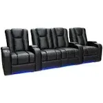 Seatcraft Serenity Leather Home Theater Seating - Living Room - Power Recline - Tray Tables - in-Arm Storage - Ambient Base Lighting and Lighted