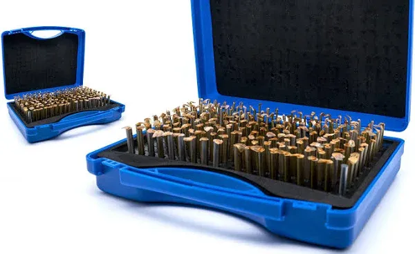 190 PCS M1 (0.061-0.250") Minus Steel PIN GAGE Set ;Plastic CASE (M1-0.061-0.250 190PCS)