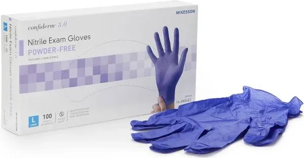 Confiderm® 3.0 Standard Cuff Powder Free Nitrile Exam Gloves- Case of 1000