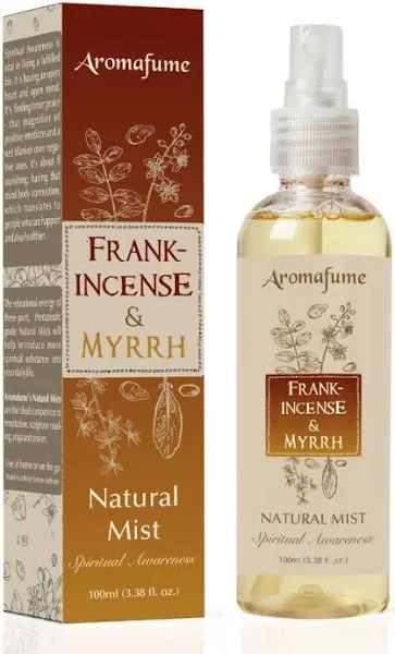 Frankincense & Myrrha Natural Resin Mist Spray by Aromafume | 100 ml / 3.3oz | Ideal for deep relaxation, spirituality & rituals | Made with Pure Resin from Somalia | Non-alcoholic, non-toxic & vegan