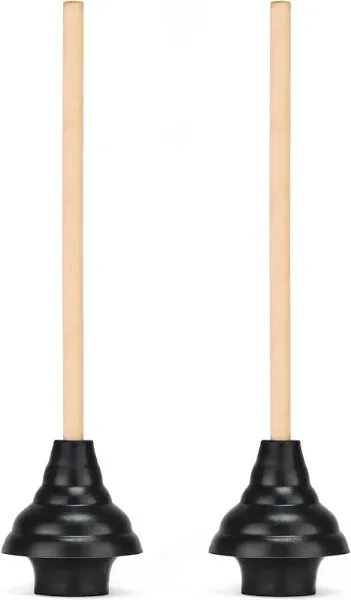 SteadMax XTS-65-PRO Heavy Duty Toilet Plunger, Commercial Grade, Powerful Double Thrust Force Rubber Cup with Wood Handle, for Clogged Bathroom, Shower, and Kitchen, 2 Pack (22" x 5.75")