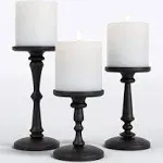 HB Design Co. Matte Black Candle Holders Set of 3 - Metal Candle Holders for Pillar Candles - 3 Pillar Candle Holder Centerpiece - Pillar Candle Holders for Table