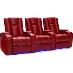 Seatcraft Serenity Home Theater Seating Red Leather 7000, Power Recline - Row of 3