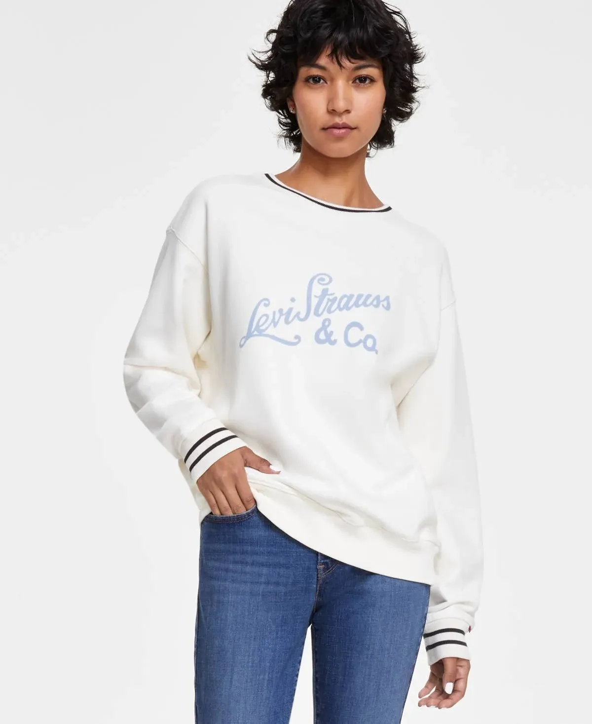 Levi's Graphic Heritage Sport Crewneck Sweatshirt - Women's - L - Cream / Archival Script Crew Egret