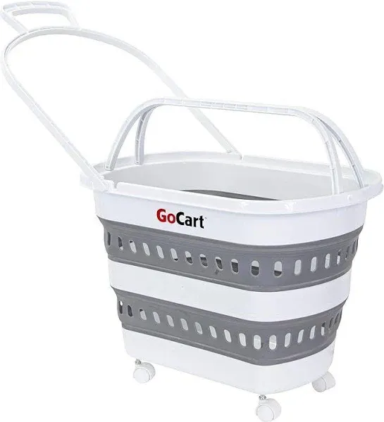 Folding Gocart Collapsible Laundry Basket Grocery Cart Shopping Removable Wheels