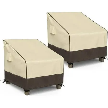 MR. COVER Patio Chair Covers Waterproof, Outdoor Furniture Covers for Rocking & Adirondack Chairs, Fits up to 32"W x 37"D x 36"H, Moisture-proof & UV-protection, Brown & Khaki, 2 Pack