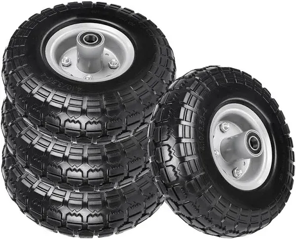 AR-PRO 4.10/3.50-4&#034; Flat Free Tire and Wheel (4-Pack) 10 Inch Solid Rubber Tires