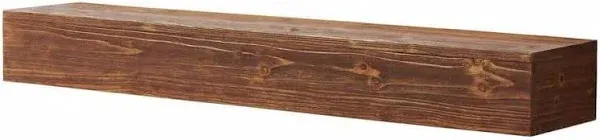 Rustic Mantle | Fireplace Mantel for Decor | Wood Shelf | Made in USA | Floating Shelf | Farmhouse Fireplace Surround | Long Shelf (Rustic Brown, 60 Inch)