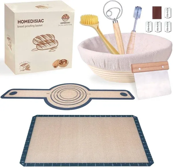 Banneton Bread Proofing Basket, Sourdough Bread Round Basket with 7 Tools