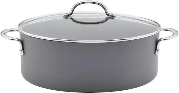 Rachael Ray 8qt Anodized Nonstick Oval Pasta Pot &amp; Braiser Gray - Open Box