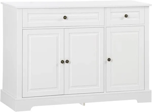 HOMCOM Sideboard Buffet Cabinet Modern Kitchen Cabinet 2 Drawers Adjustable Shelves Coffee Bar