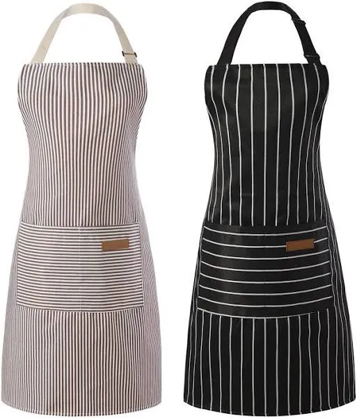 NLUS 2 Pack Kitchen Cooking Aprons, Adjustable Bib Soft Chef Apron