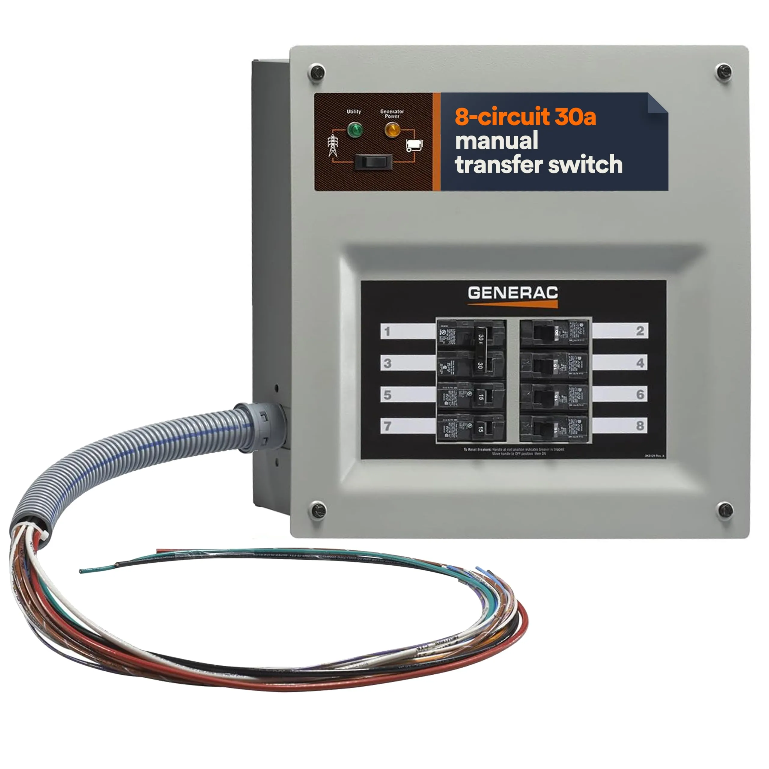 Generac 6853 Home Link Upgradeable 30 Amp Transfer Switch Kit with 10&#039; Cord and