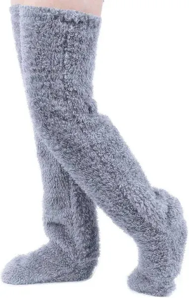 Over Knee High Fuzzy Socks Plush Slipper Stockings Furry Long Leg Warmers Winter Home Sleeping Socks