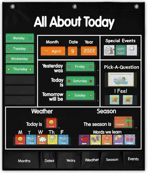 All About Today Learning Center Pocket Chart Classroom Daily Activities Chart...