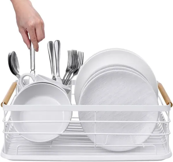 Navaris Dish Drainer Rack - Plate, Silverware, Pots and Pans - Dish Rack with...