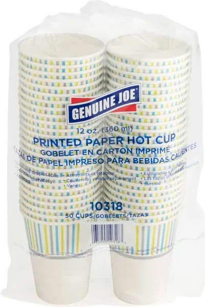 Genuine Joe Hot Cup 12 fl oz 50 / Pack Assorted Paper Cups