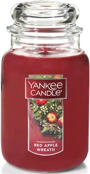 Yankee Candle RED APPLE WREATH 22oz Two Wick Large Tumbler Jar &amp; Lid Candle New