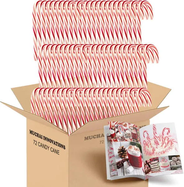 Muchai Innovations Candy Cane Peppermint Flavored 72 Pieces Individually Wrapped Free Creative Idea Booklet