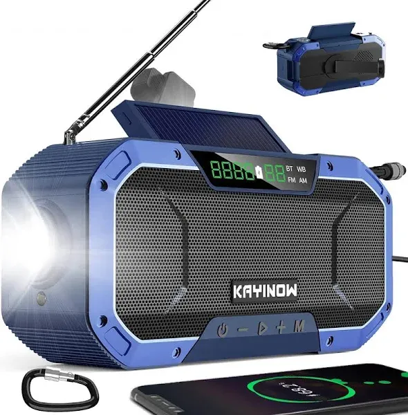 Bluetooth Hand Crank Emergency Radio Solar Power,Portable AM FM Radio Speaker...