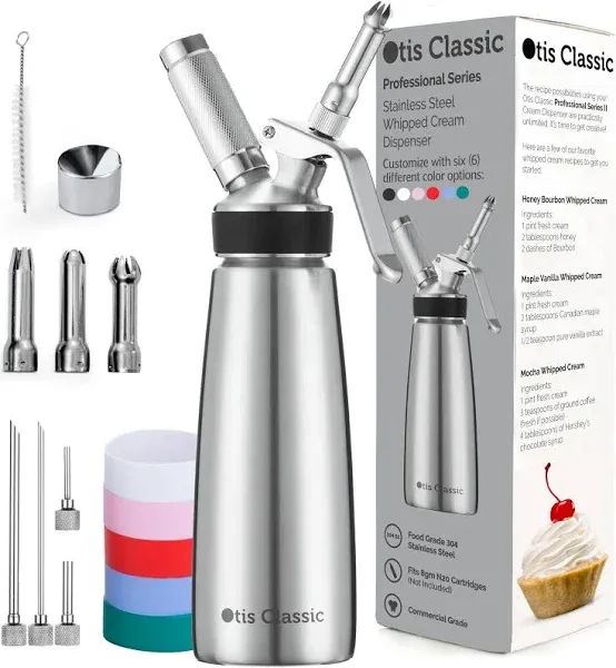 Professional Whipped Cream Dispenser, Durable Aluminum Cream Whipper with 2 S...