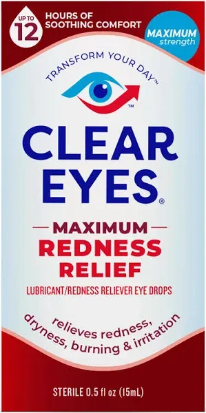 Clear Eyes Redness Eye Relief Eye Drops, 0.5 Fl Oz, Pack of 3