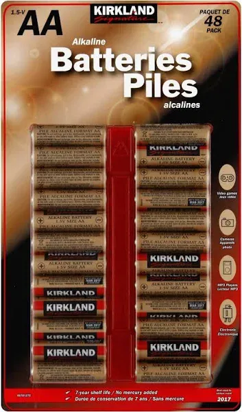 Kirkland Signature Alkaline AA Batteries, 48-count