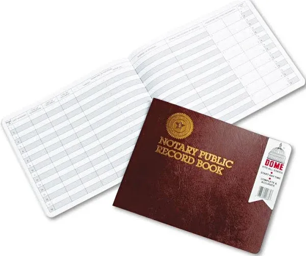 Dome 880 Notary Public Record, Burgundy Cover, 60 Pages, 8 1/2 x 10 1/2