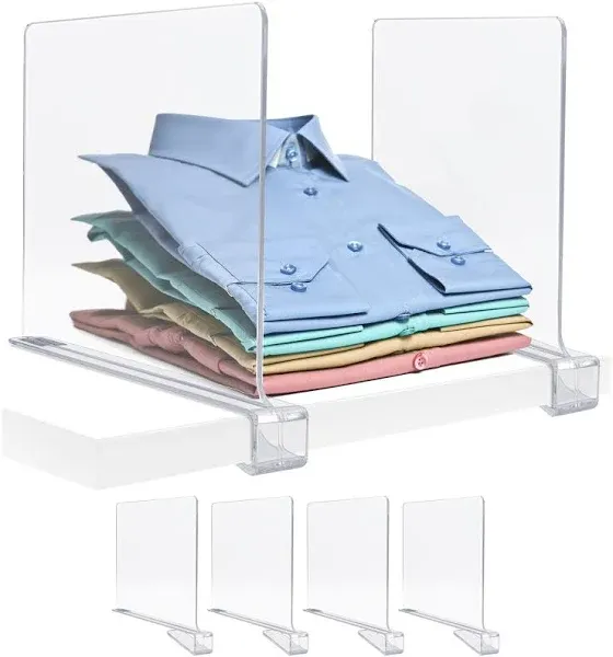 Acrylic Closet Shelf Divider and Separator- Great for Storage and Organizatio...