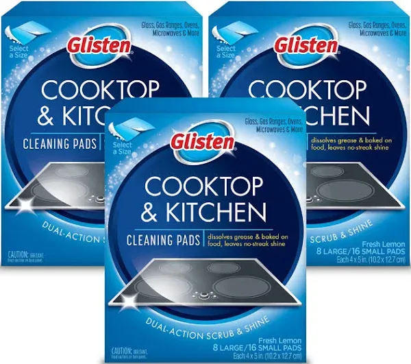 Glisten Cooktop &amp; Kitchen Cleaning Pads, 8 Large/16 Small Pads GC0608T