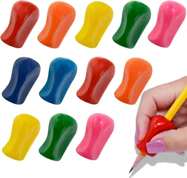 The Pencil Grip Original Pencil Gripper, Universal Ergonomic Writing Aid For Righties And Lefties, Colorful Pencil Grippers, Assorted Colors, 12 Count - TPG-11112