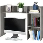 GlossyEnd Sturdy and Elegant Wood Dorm Desk Bookshelf Organizer, Office Desk Bookshelf Holder, Desktop Bookshelf Storage, Desk Book Organizer, Collage Dorm Desk Bookshelf, Gray