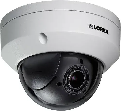 Lorex LNZ44P4B Super High Definition 4MP Indoor/Outdoor Day & Night PTZ Network Dome Camera with Color Night Vision, 4X Optical Zoom, Vandal Resistant, Waterproof