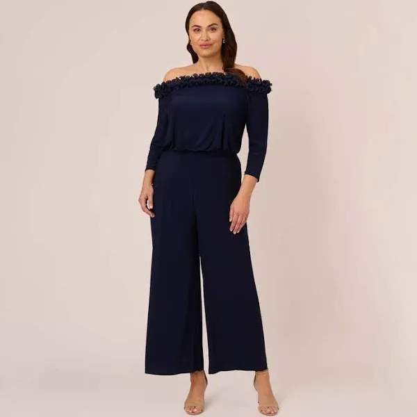 Adrianna Papell womens Ruffled Blouson Jumpsuit