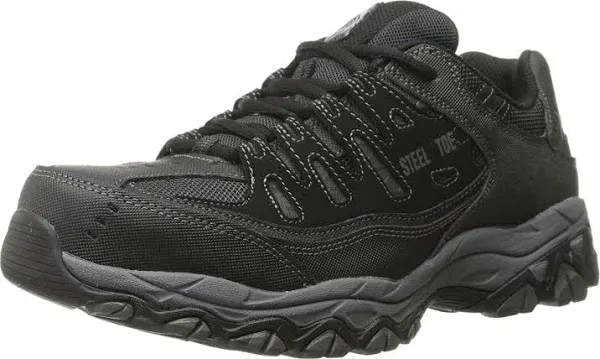 Skechers Cankton Steel Toe E/H Wide Relaxed Fit Work Shoes Pebble/Black, 12 E