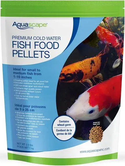 Aquascape Premium Cold Water Fish Food Pellets for Large Koi and Pond Fish, Large Pellet, 4.4 Pounds | 98872