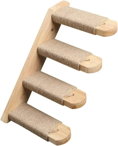 Iguohao Cat Climbing Shelf Wall Mounted Four Step Cat Stairway With Jute Scratching For Cats Perch Platform Supplies