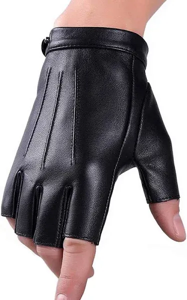 Fingerless Cosplay Gloves PU Faux Leather Outdoor Sport Half Finger Driving G...