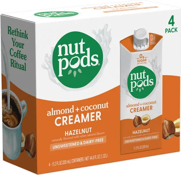 Nutpods Hazelnut Dairy-Free Creamer 4-Pack Unsweetened Whole30