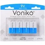 Voniko 9V Alkaline Batteries (4 Pack)