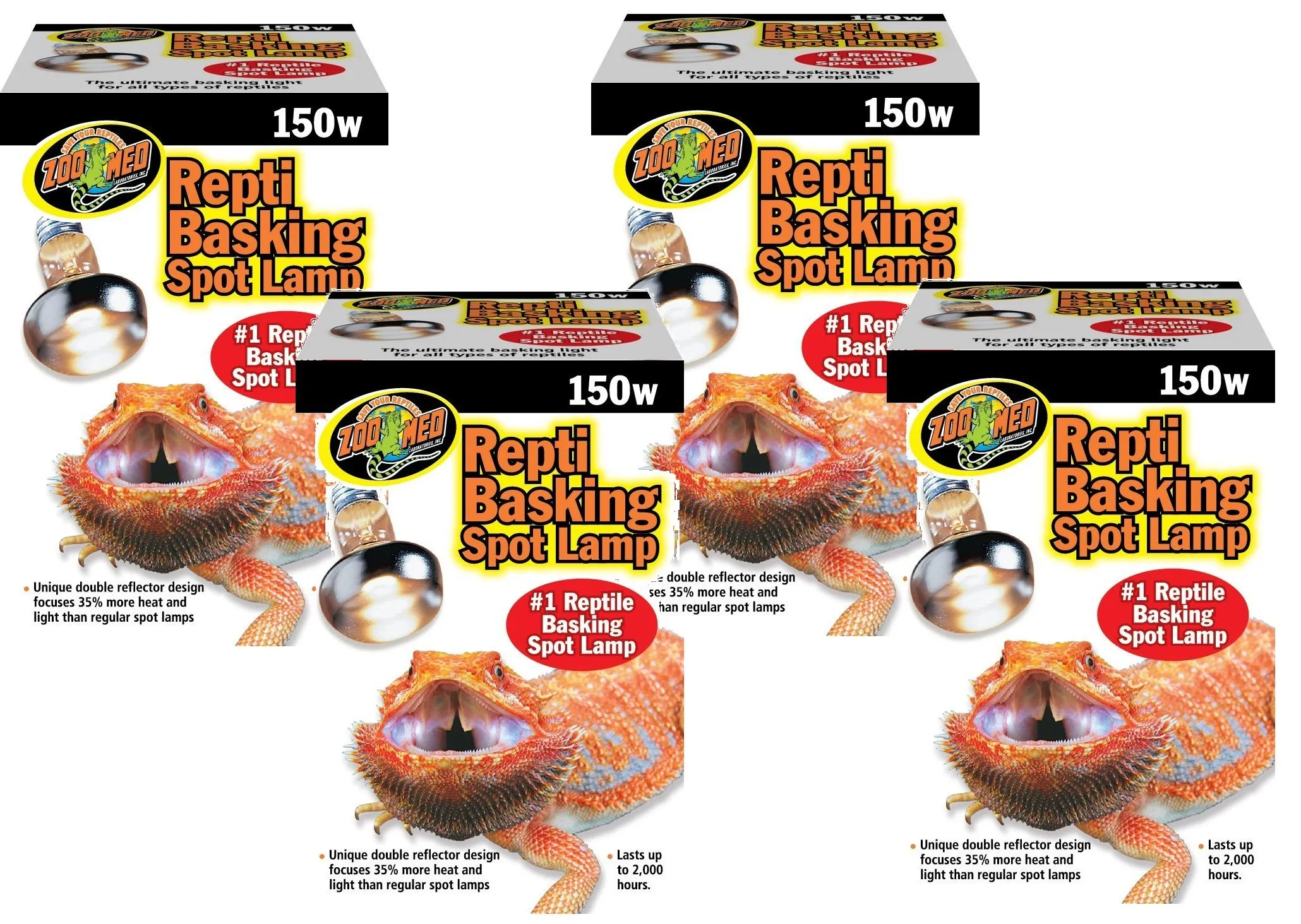 Zoo Med Reptile Basking Spot Lamps 150 Watts 4 Pack