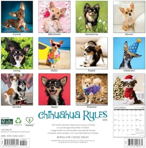 Willow Creek Press Chihuahua Rules 2025 Wall Calendar