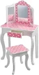 Teamson Kids Princess Gisele Polka Dot Print 2-Piece Kids Wooden Play Vanity ...