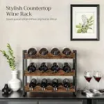 SONGMICS 3-Tier Countertop Wine Rack Organizer, Bamboo