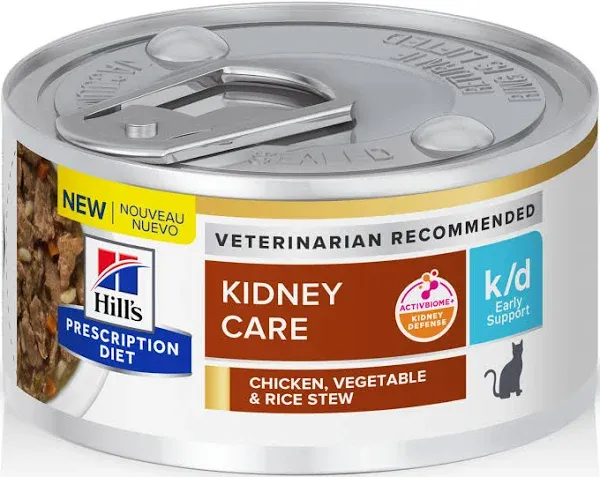 Hill's Prescription Diet - k/d Kidney Care & Early Support Feline - Chicken, Vegetable & Rice Stew Canned Cat Food