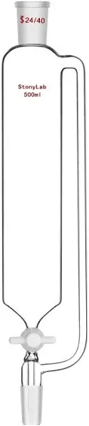 stonylab Pressure Equalizing Addition Funnel Borosilicate Glass Dropping Funnel 24/40 Joint with PTFE Stopcock for Laboratory