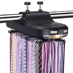 Aniva Motorized Tie Rack Best Closet Organizer with LED Lights, Automatic Rotation Operates with Batteries (64 Ties)